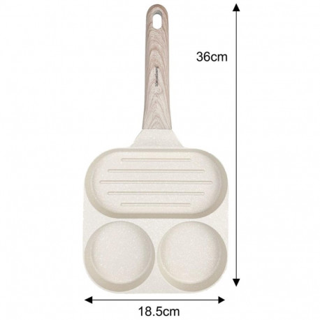 Klausberg pann kb-7818 mittenakkuva kattega 3-sektsiooniline puidust käepidemega 36x18,5x2,5cm, beež