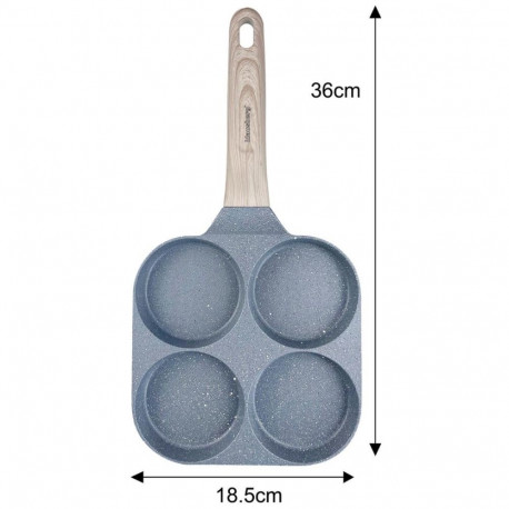 Klausberg pann KB-7822 mittenakkuva kattega 4-osaline puidust käepidemega 36x18,5x2,5cm, hall