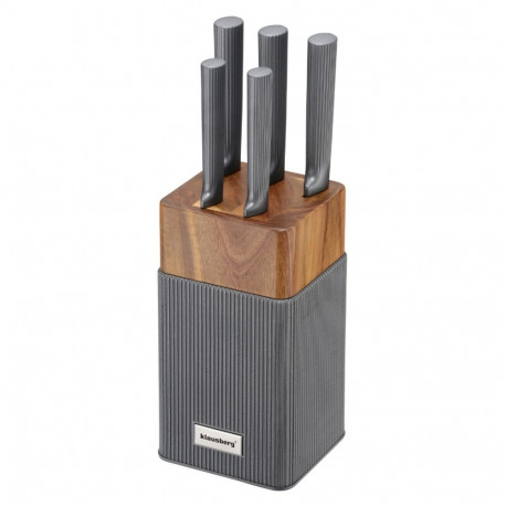 Zestaw noży 6 el. z blokiem akacjowym, stal nierdzewna, klausberg, kb-7982