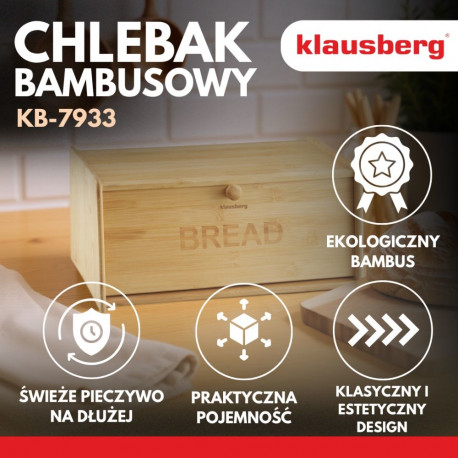 Chlebak bambusowy, 39,5×24,5×18cm, klausberg, kb-7933