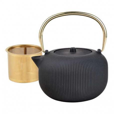 Kinghoff malmteekann kh-1931 sõelaga emailitud sisuga 1l, must kuldse käepidemega