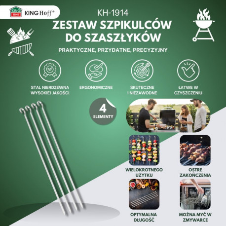 Kinghoff grillvardad kh-1914 4-osaline komplekt 35,8cm roostevaba teras