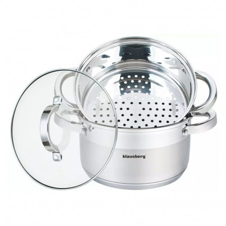 Garnek na parę, stal, zestaw 3 elementy śr.18cm klausberg