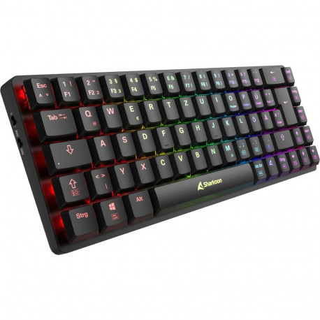 PureWriter mehaaniline klaviatuur W65 DE-klahvipaigutus Kailh Choc V2 Low Profile Red, must