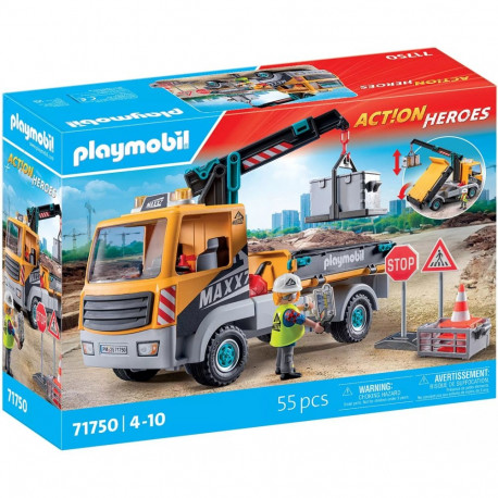 Playmobil 71750 Action Heroes construction site truck with crane