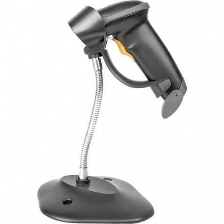 2D Bluetooth Barcode Scanner (schwarz, Akkubetrieb, mit Halterung, QR-Code kompatibel)
