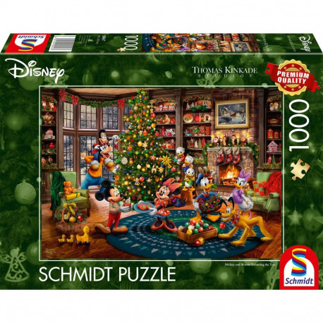 Schmidt Spiele Thomas Kinkade Studios: Disney - Mickey & Minnie Trimming The Tree (1000 pieces)