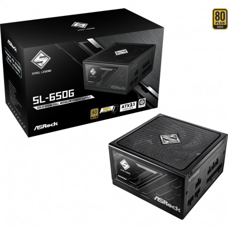 ASRock Steel Legend SL-650G, PC power supply, black, 2x PCIe, cable management, 650 watts