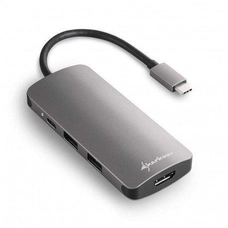 Sharkoon USB 3.0 Type C Multiport Adapter - USB-C, HDMI, MicroSD, SD - dark grey