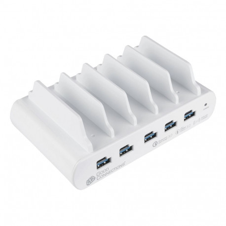 "GoodConnections USB Desktop Schnellladestation 110W 10-Port 5xUSB-C/5xUSB-A QC3.0 Weiß"