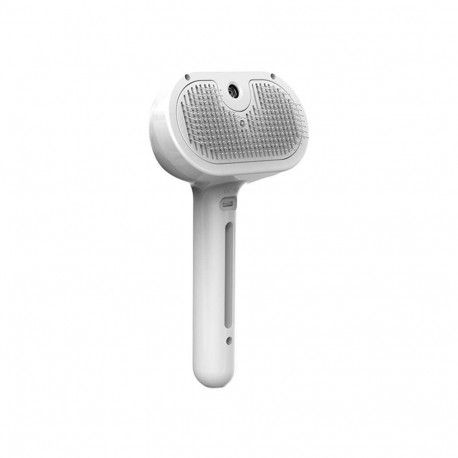 Pet Grooming Tool - Rojeco Cat Steam Brush (140° curved steel teeth, steam, white)