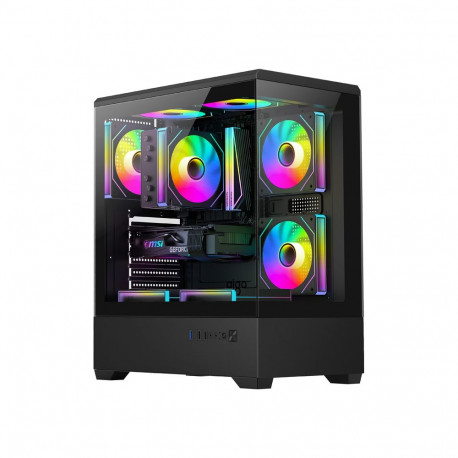 Computer Case - darkFlash C365 Mini Tower, 5 Fans, Tempered Glass, Black