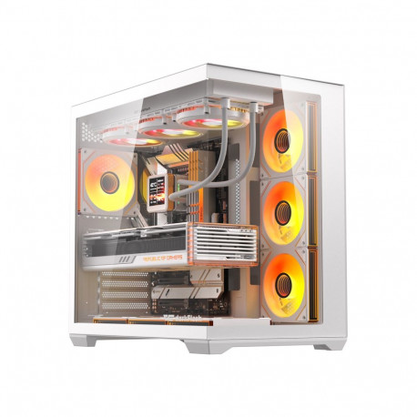 Computer Case - darkFlash C280 Midi Tower, 7 Fans, Tempered Glass, White