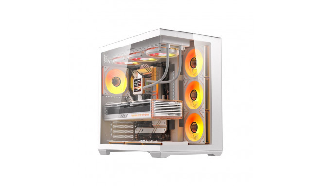 Computer Case - darkFlash C280 Midi Tower, 7 Fans, Tempered Glass, White