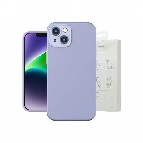 Baseus Liquid Silica Gel Case for iPhone 14 Plus (lavender)+ tempered glass + cleaning kit