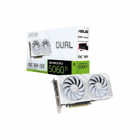 ASUS GeForce RTX 5060 Ti DUAL OC 16GB WHITE EDITION, graphics card white, DLSS 4, 3x DisplayPort, 1x