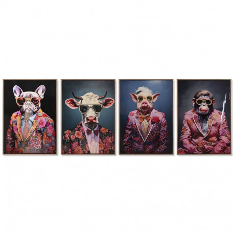 Kangas Home ESPRIT Sinine Punane Loom Lakitud 52,5 x 2,8 x 72,5 cm 52,5 x 3 x 73 cm (4 Ühikut)