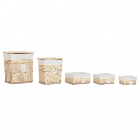 Pesukorv Home ESPRIT Naturaalne vitstest Boho 47 x 35 x 55 cm 5 Tükid