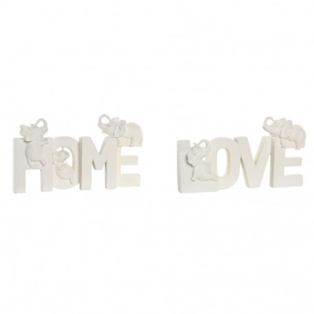 Dekoratiivkuju Home ESPRIT Valge Idamaine 25 X 5 X 13 CM (2 Ühikut)