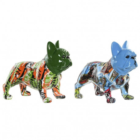 Decorative Figure Home ESPRIT Blue Green Multicolour Dog (2 Units)