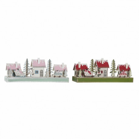 Jõuluehe DKD Home Decor Puit Maja (2 pcs) (30 x 6 x 12 cm)
