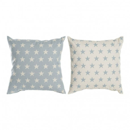 Cushion DKD Home Decor Blue 60 x 10 x 60 cm Stars White (2 Units)