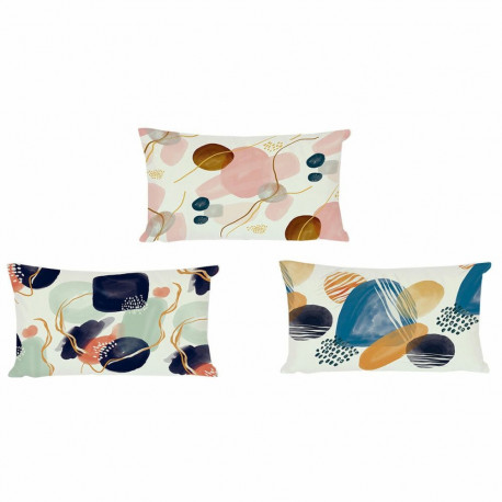 Cushion DKD Home Decor Plastic Blue White Multicolour Pink Rectangular Abstract 50 x 30 x 12 cm (3 P