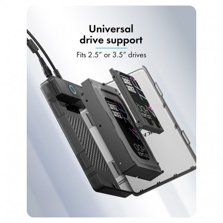 "ICY BOX Externes Gehäuse für 2,5""/3,5"" SATA HDD /SSD, Host USB 3.2 Gen 1 bis 5 Gbps Type-C/-A"