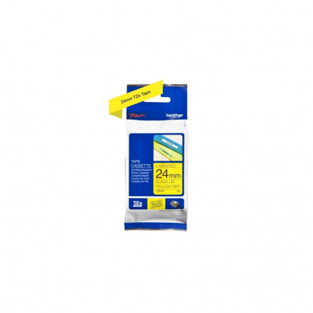 Brother TZe-651 (TZE651) Laminated Labelling Tape Cassette, Black on Yellow 24mm, 8m