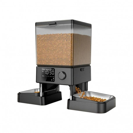 Pet Food Dispenser - Oneisall Dual Automatic Feeder, Adjustable Portions, Dual Power