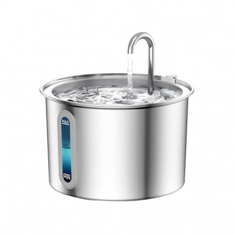 Pet Water Fountain - Oneisall Stainless Steel Fountain Multi-Stage Filtration Silver