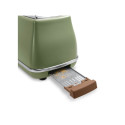 DELONGHI Icona Vintage Toaster CTOV 2103.GR 900W, Stainless steel, Crumb tray, Defrost, Green