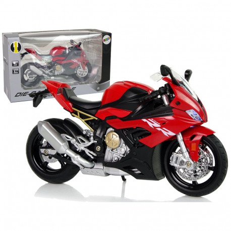Sportmootorratas S1000RR helide ja tuledega, punane