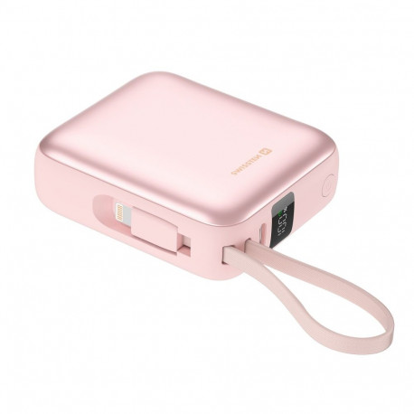 Swissten SPACE Power Bank Universal External Battery USB-C / Lightning / 10000 mAh Pink
