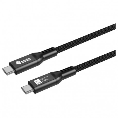 "Equip Kabel USB-C4.0->C 80Gbps PD240W St/St 1.20m schwarz"