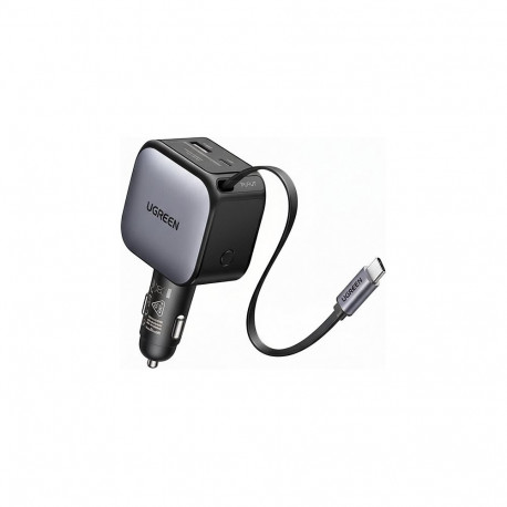 UGREEN EC602 60W kiire autolaadija 1x USB-A 1x USB-C 1x väljatõmmatav USB-C kaabel PD3.0/QC3.0