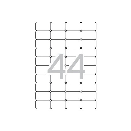 Etikett iseliimuv APLI 48,5x25,4mm, läbikumav polüester, ilmastikukindel, 44 tk A4 lehel, 20l/pk, Re
