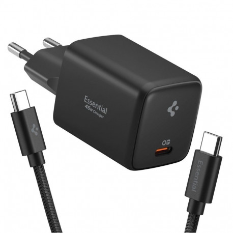 Toalaadija Essential 45W USB-C (adapter + USB-C kaabel 1m), must, EE451EU, Spigen