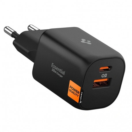 Toalaadija adapter Essential 35W Dual, USB-C + USB-A juhtmele, must, GaN-Pro kiirlaadimine, EE352EU,