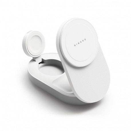 Juhtmevaba laadimisalus 3-in-1 Qi2.2 25W, telefonile + Apple Watch + kõrvaklappidele, valge, MagSafe