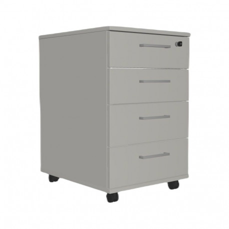 Drawer box on wheels OPTIMA 415x500x638mm with 4 drawers light gray