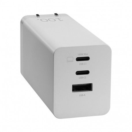 Asus multiport-laadija AC100-02 EU + UK 100W 2x USB-C + USB-A, valge