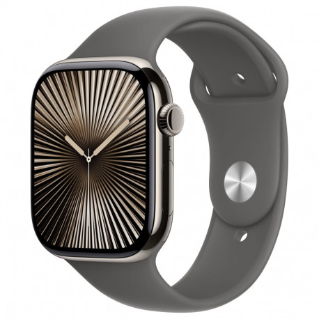 Apple Watch Series 10 GPS + Cellular 46mm naturaalsest titaanist korpusega ja kivihalli spordirihmag