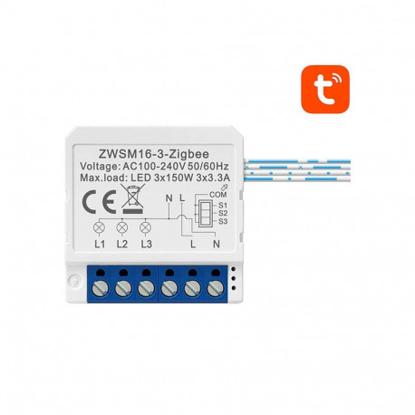 Smart Switch Module - AVATTO ZWSM16-W3 ZigBee 3.0, 3 Channels, 150W White