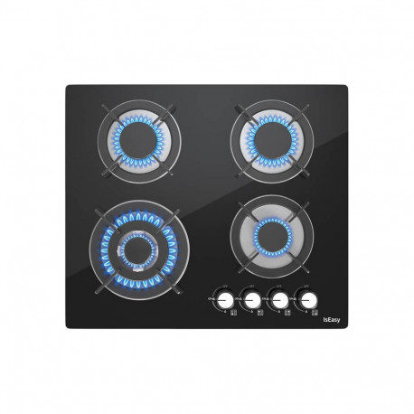 Home & Kitchen Appliance - IsEasy MGBG-604B Gas Hob 4-Zone Glass Panel