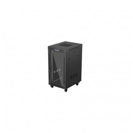 RACK CABINET 19" FREE-STANDING 22U/600X800 (FLAT PACK) WITH GLASS DOOR LCD BLACK LANBERG V2