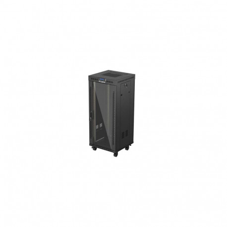 RACK CABINET 19" FREE-STANDING 27U/600X600 (FLAT PACK) WITH GLASS DOOR LCD BLACK LANBERG V2