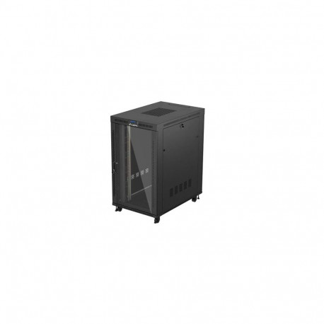 Lanberg 19" põrandakapp 27U/800x1200 (lamepakendis) klaasuksega LCD, must