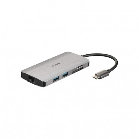 USB-C jaotur DUB-M810 8-ühes HDMI USB-C PD RJ-45, hall