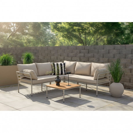 Aiamööbli komplekt PENH nurgadiivan ja laud, beež